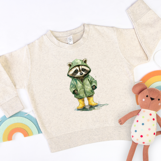 Rainy Day Raccoon Sweatshirt | Minis