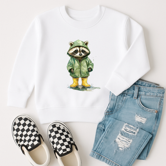 Rainy Day Raccoon Sweatshirt | Minis