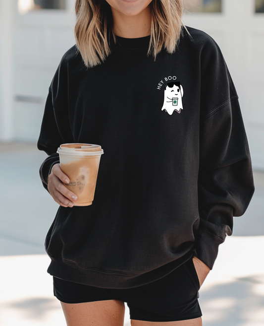 Hey Boo Hot Coffee Ghost Sweatshirt