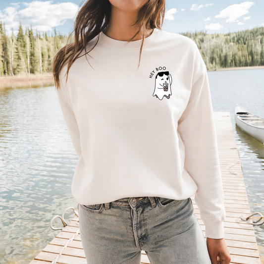 Hey Boo Iced Coffee Ghost Sweatshirt