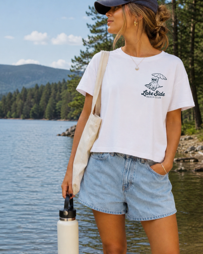 Lake Side Beach Club Boxy Crop Tee