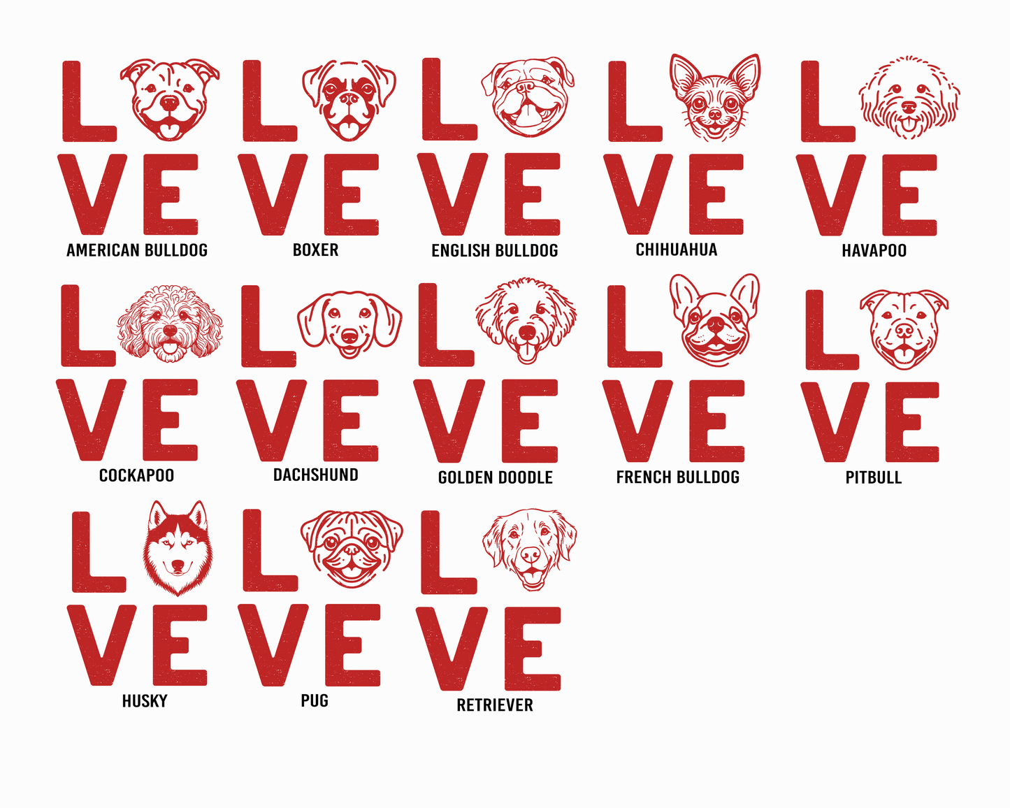 Dog Breed Love Sweatshirts