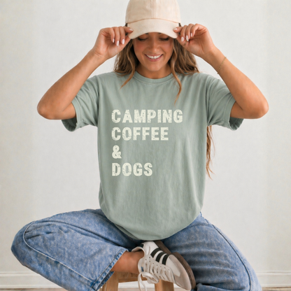 Camping Coffee & Dogs Tee