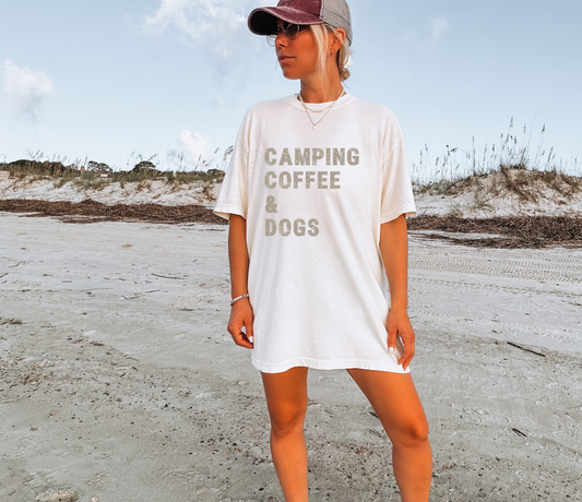 Camping Coffee & Dogs Tee