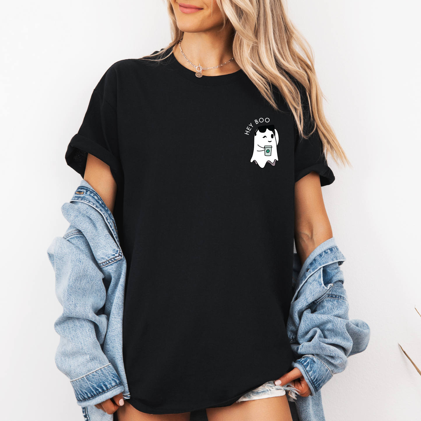 Hey Boo Hot Coffee Ghost Tee
