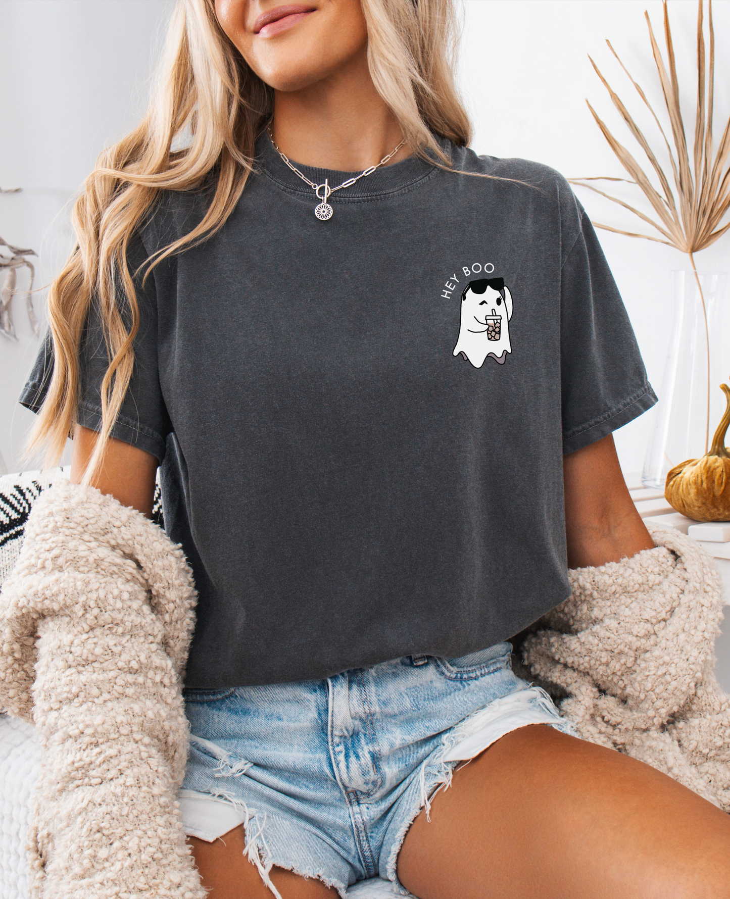 Hey Boo Iced Coffee Ghost Tee