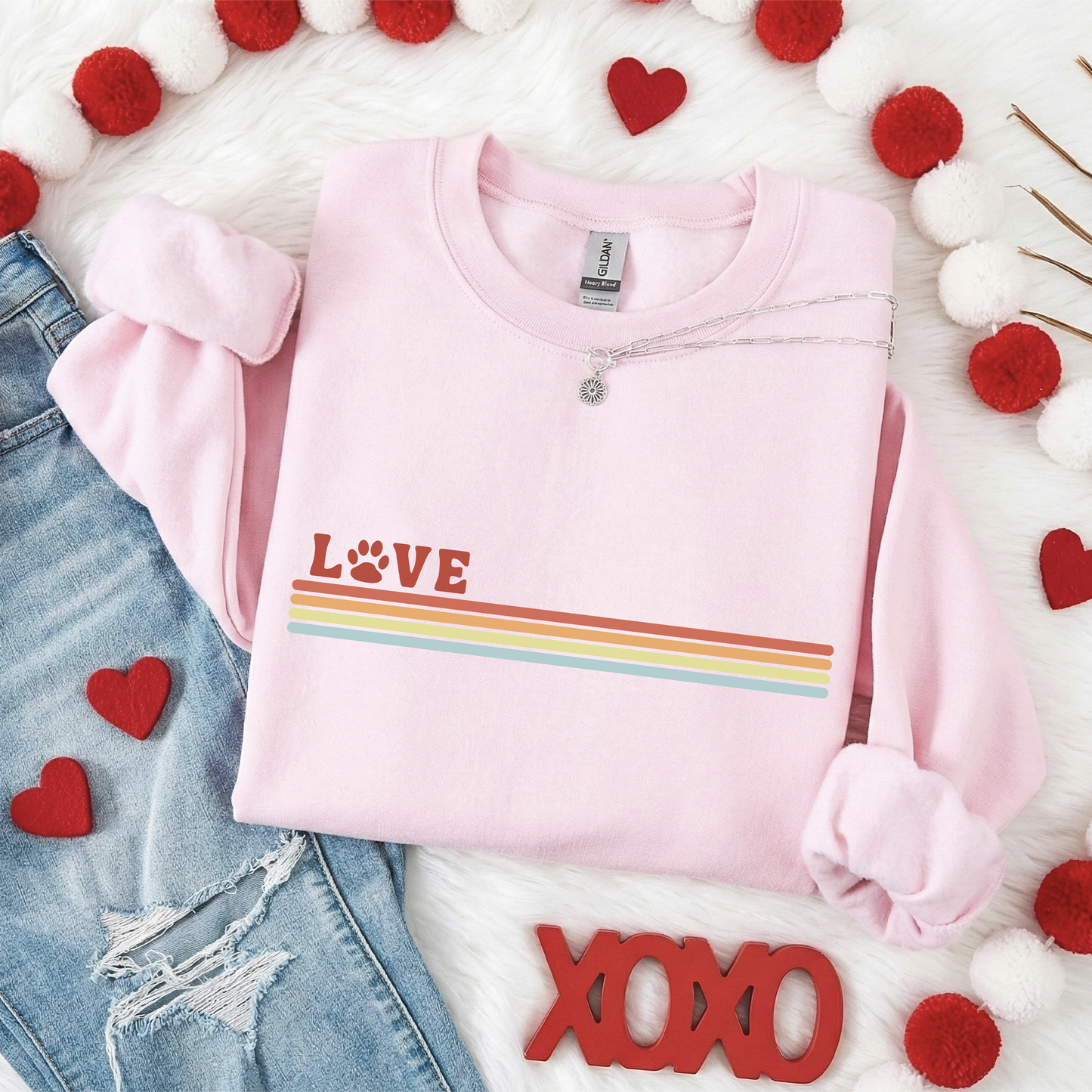 Love Paw Stripe Sweatshirts