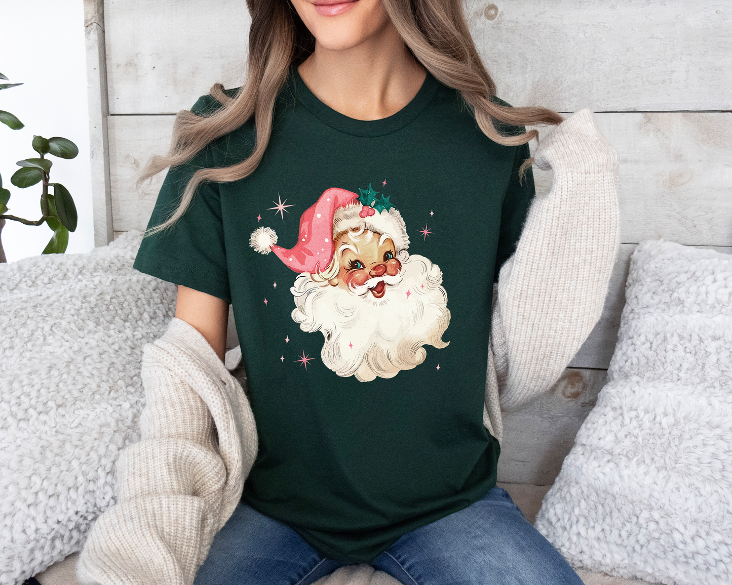 Vintage Pink Santa Tee