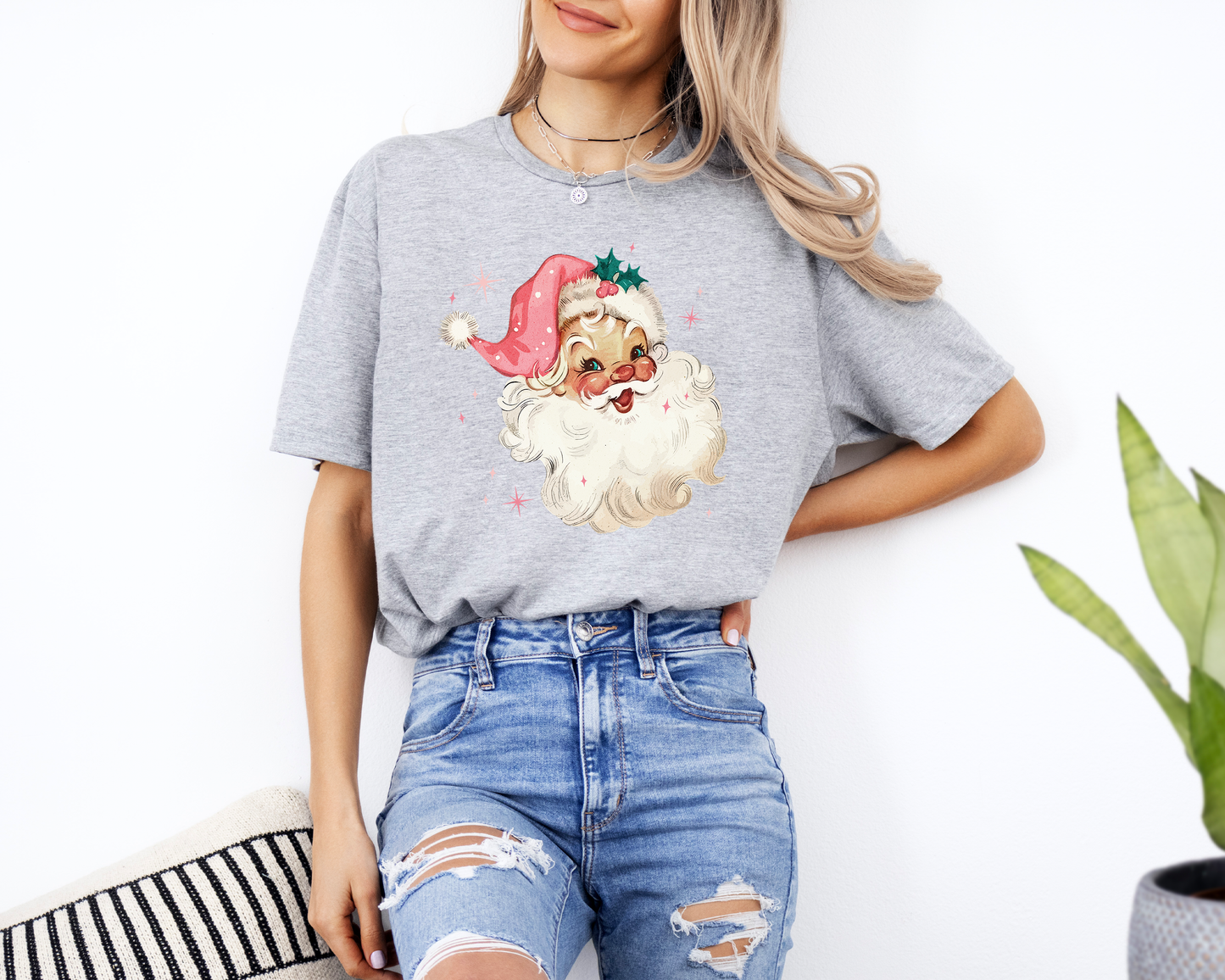 Vintage Pink Santa Tee