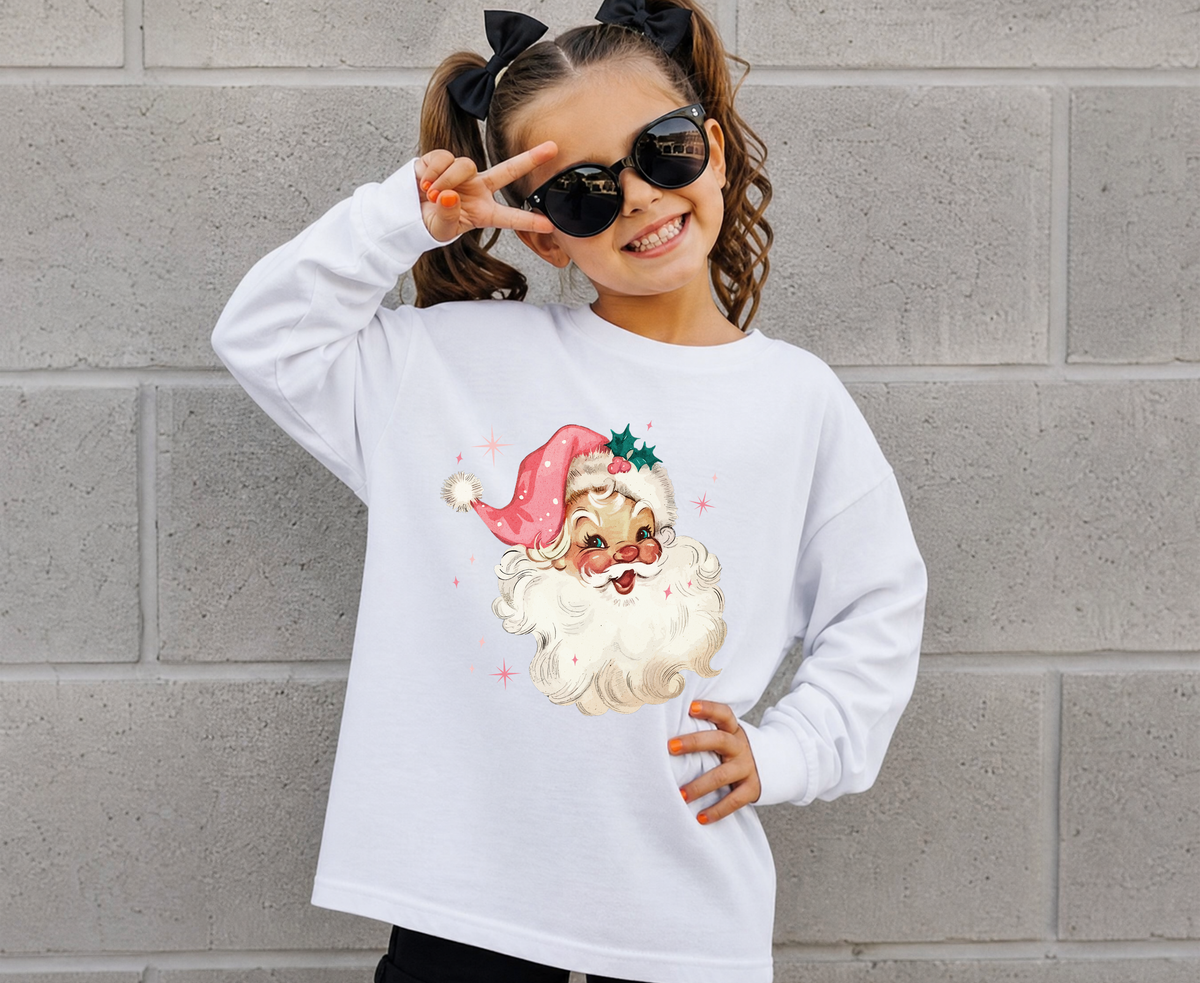 Vintage Pink Santa Longsleeve | Minis