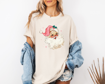 Vintage Pink Santa Tee